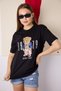 Women's Black Bear Embroidered Crew Neck Short Sleeve Cotton T-Shirt - 7