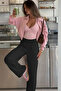 Black - Women's Elastic Waist Wide Leg Pants - 2