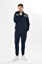 Men's Fleece-Lined Hooded Winter Tracksuit Set Navy Blue 9520-L - 2