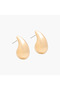 Gold Tone Teardrop Stud Earrings with Pushback Closure - 2
