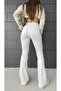 High Waist White Flare Jeans Denim Trousers Flared Lycra - 4