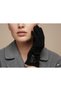 Leather Detail Stamped Gloves for Women - Stylish Luxury Black with Phone Touchscreen Capability