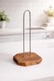 Decorative Metal Paper Towel Holder with Wooden Base (26 cm) - Kitchen Napkin Holder Stand - 3