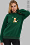 Unisex Long Sleeve Winnie the Pooh Printed Crew Neck Hoodless Fleece-Lined Oversized Sweatshirt - 2