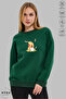 Unisex Long Sleeve Winnie the Pooh Printed Crew Neck Hoodless Fleece-Lined Oversized Sweatshirt