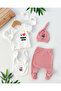 Love Mom Dad Corded Fabric Altli Transitional Yenidoğan 5Li Set - 2