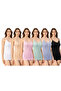Women's Thin Strap Ribbed Lace Collar Undershirt Set of 6 |   Multicolor |   Daily Underwear