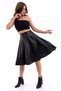 Women's Fur-Lined Knee-Length Faux Leather Flare Skirt - 5