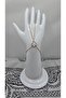 Stainless Steel Gold Color Clover Model Large White Zircon Stone Şahmeran