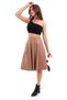 Women's Fur-Lined Knee-Length Faux Leather Flare Skirt - 5