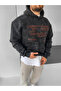 Anthracite Premium Printed Distressed Washed Sweatshirt - 2