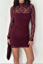 Women's Mock Neck Lined Lace Dress - 3