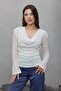 V-Neck Lace Transparent Blouse - 4
