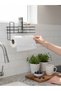 Adhesive Black Metal Shelf Paper Towel Holder Roll Paper Towel Holder with Basket for Kitchen Bathroom - 3