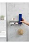Adhesive 4-Hook Metal Black Bathroom Shelf Stylish Stainless Shampoo Holder - 2