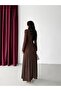 Brown Front Tie-Detail Long Dress - 5