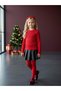 Girl's Cotton Stone Embroidered F Corded Fabric K Ribbed Knit Blouse - 2