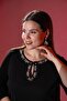 Plus Size Women's Three Quarter Sleeve Stone Dress Black - 6