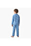 Boys Pyjama Set with Print - Cotton - Long Sleeves - Notch Collar - 4