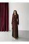 Brown Front Tie-Detail Long Dress - 3