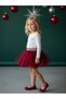Girl's Glitter Waist Detailed Burgundy Tutu Skirt - 2