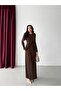 Brown Front Tie-Detail Long Dress - 2