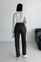 Women's Mom Fit Waxed Pants Brown 7072-78 - 6