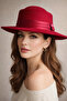 Women's Red Gondola Stylish Design Fedora Hat - 2