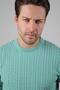 Çağla Yeşili Crew Neck Embossed Hair Knit Patterned 100% Lamb Wool Men's Knitwear Sweater - 4