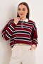 Women's Polo Neck Stripe Detailed Knitwear Knitted Sweater 255446 - - 4