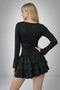 Black Color Skirt with Layered Flounces Mini Dress - 4