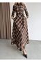 Plaid Shirt Collar Front Buttoned Waist Belted Side Pocket Top Regular Bottom Flared Maxi Length Prenium Dress - 4