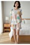 Women's Colorful Crew Neck Shorts Soft Fabric Pajama Set - 4