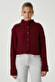 Women's Wendy Grade Soft Texture Mock Neck Burgundy Knitwear Cardigan - 6
