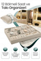 12 Compartment Velvet Watch and Bracelet Box - Jewelry Organizer - Cream - 2