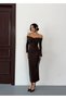 Women's Brown Knotted Madonna Collar Dress - 3