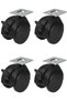 4 Pieces Hts 421 Eco Large Table Wheel with Swivel and Brake Furniture Wheel 48 mm |   Black Screw Wheel Set