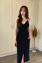 Adjustable Slit Glitter Midi Dress with Straps - 3