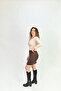 Women's Stretchy Fabric Gathered Front Slit Stylish Shorts Skirt - 3