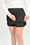 Women's Stretchy Fabric Gathered Front Slit Stylish Shorts Skirt - 2