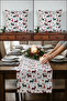 Christmas Themed Deer Patterned Velvet Throw Pillow Cover and Table Runner Set Digital Printing