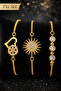 Gold Color Steel Zircon Stone Women's Bracelet 3-Piece Gift Set