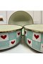 Enamel Storage Container Set of 3 – with Gold Detail and Vacuum Lid, Heart Pattern - 2