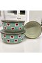 Enamel Storage Container Set of 3 – with Gold Detail and Vacuum Lid, Heart Pattern - 3