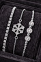 Silver Color Steel Zircon Stone Women's Bracelet 3-Piece Gift Set