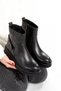 Shoes Genuine Leather Black Skin Casual Stylish Comfortable Women's Boots with Buckle and Zipper Detail - 4