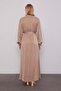 Brown Shoulder Stone Flower Detailed Cupra Dress - 6