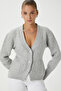 Women's Alexa Tok Textured Gray Pocket Cardigan - 3