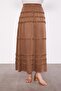Oil Green Lace Trimmed Cupra Skirt Set - 5