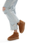Shoes Faux Fur Detail Inside Faux Leather Tan Color Suede Thick Sole Comfortable Stylish Short Women's Boots - 3